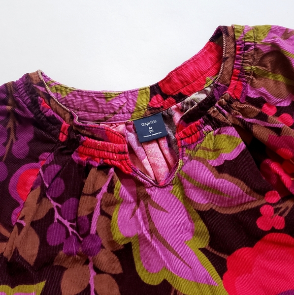Sz M (8) Gap Kids Kensington Pink Purple Floral Corduroy Dress - Picture 7 of 10